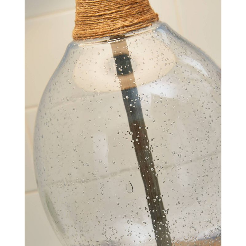 Signature Design by Ashley (Set of 2) Clayleigh Table Lamps Clear/Brown: Seeded Glass, Rope Detail, UL Listed
