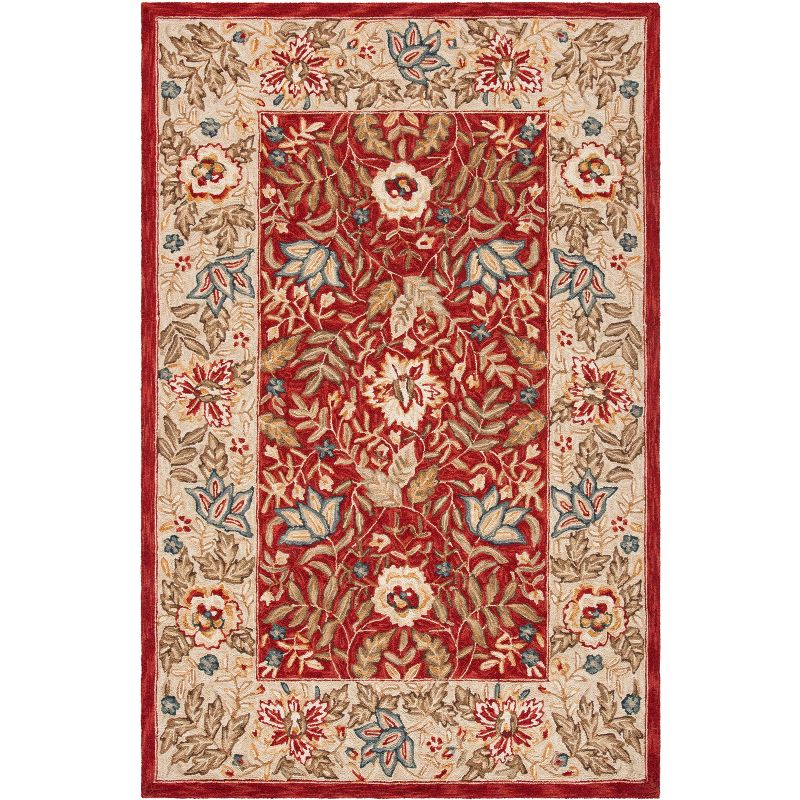 Chelsea HK140 Hand Hooked Area Rug - Red/Ivory - 5'3"x8'3" - Safavieh.