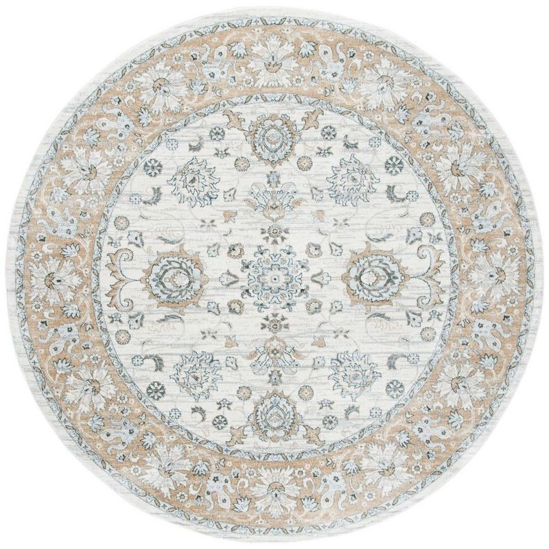 Isabella ISA940 Power Loomed Area Rug - Cream/Beige - 5'3" Round - Safavieh.
