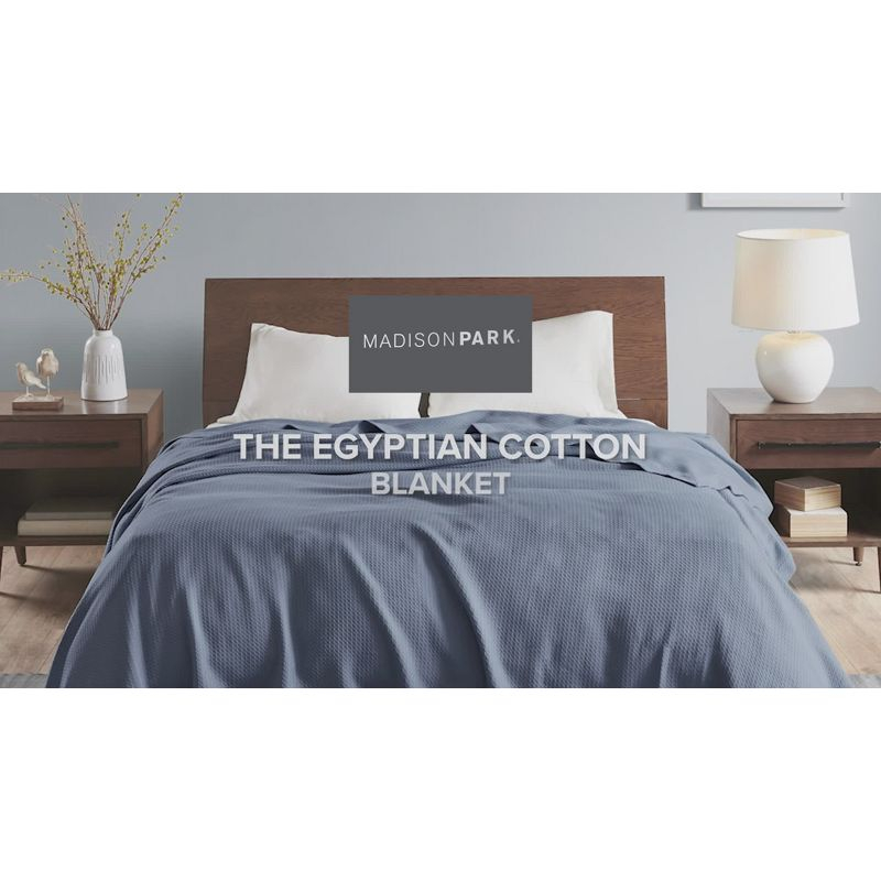 Madison Park Twin Textured Cotton Blanket Gray: Madison Park Waffle Weave, Machine Washable, OEKO-TEX Certified