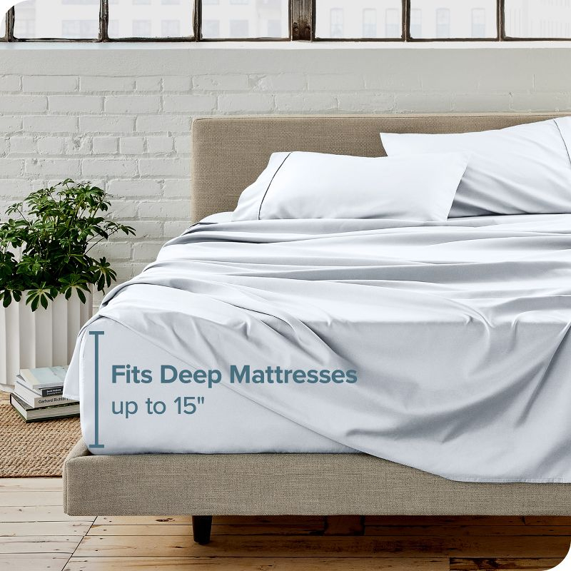 Queen White 4 Piece Hydro-Brushed Dual Pocket Microfiber Sheet Set by Bare Home