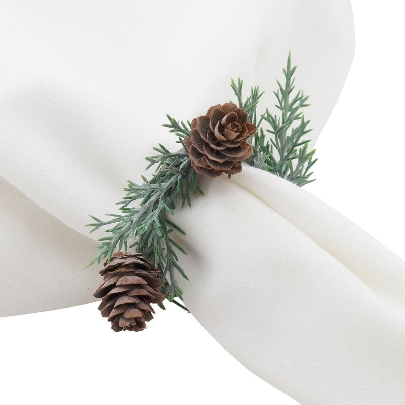 Saro Lifestyle Pine Cone Napkin Ring, Green (Set of 4)