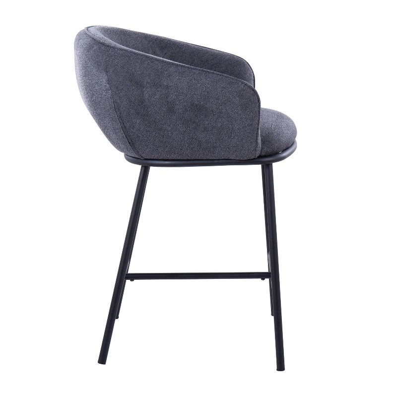 Set of 2 Ashland Counter Height Barstools Charcoal - LumiSource: Padded Seat, Black Metal Frame, Upholstered