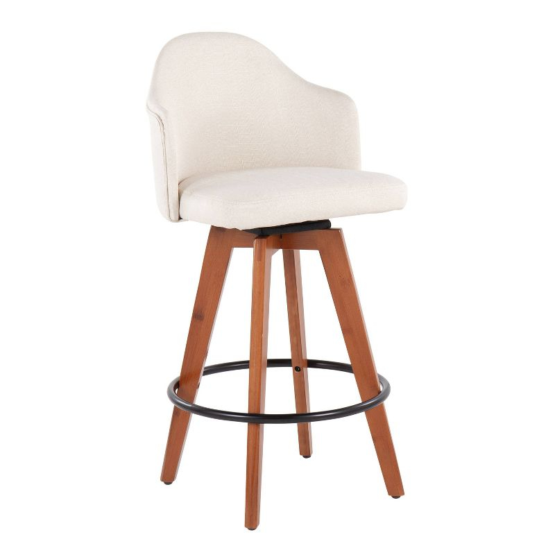 Set of 2 Ahoy Bamboo/Polyester/Metal Counter Height Barstools Walnut/Cream/Black - LumiSource