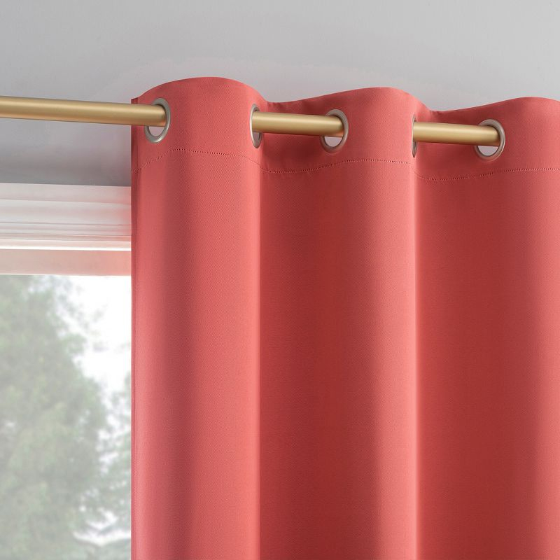 40"x95" Sun Zero Blackout Riley Kids' Bedroom Grommet Curtain Panel Sunset Coral: Energy Efficient, Noise Reduction