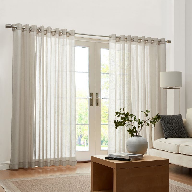 Carmen Sheer Extra Wide Indoor/Outdoor Single Window Curtain for Patio, Porch, Cabana - 114x84 - Natural - Elrene Home Fashions