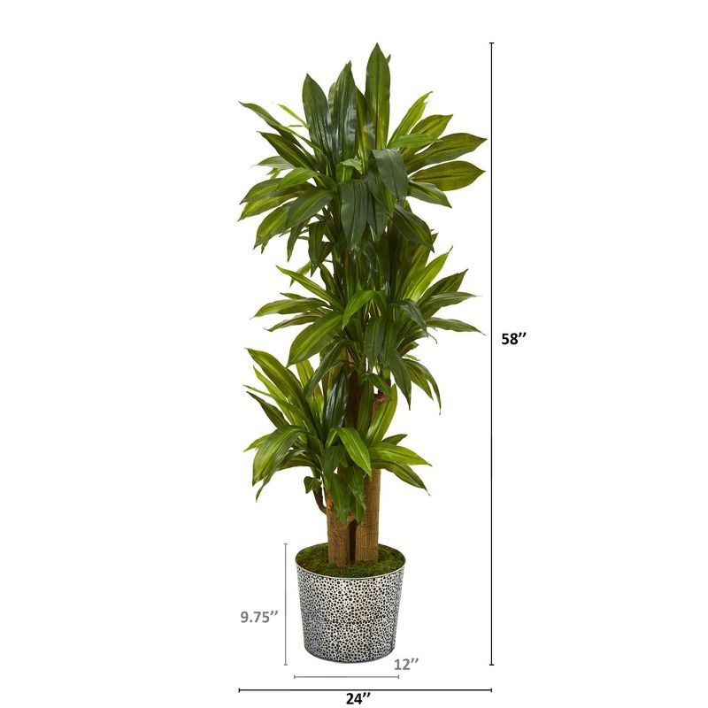 Winston Porter 58'' Faux Dracaena Plant in Metal Planter