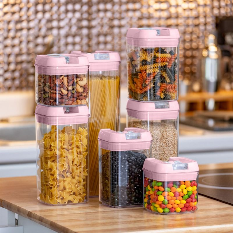 Cheer Collection Airtight Food Storage Containers, Set of 7 (Pink)