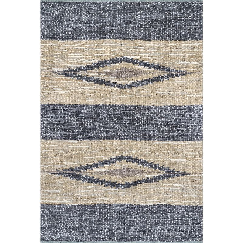 Nuloom Farren Hand Woven Diamond Leather Indoor Area Rug, 6' x 9'