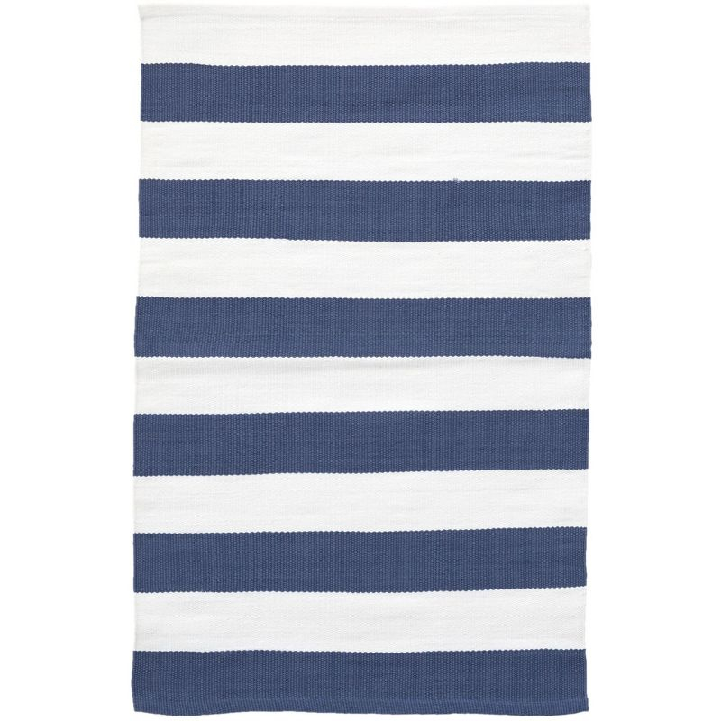 Catamaran Stripe Denim/White Handwoven Indoor/Outdoor Rug