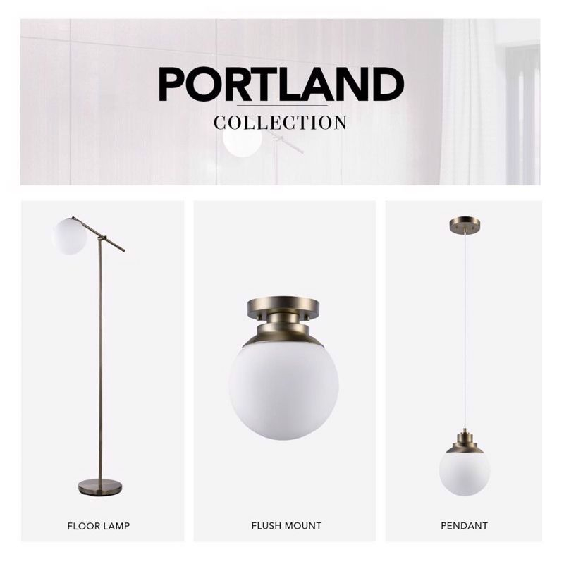 Globe Electric Portland 9.91 in. H X 8 in. W X 8 in. L Brass White Ceiling Light