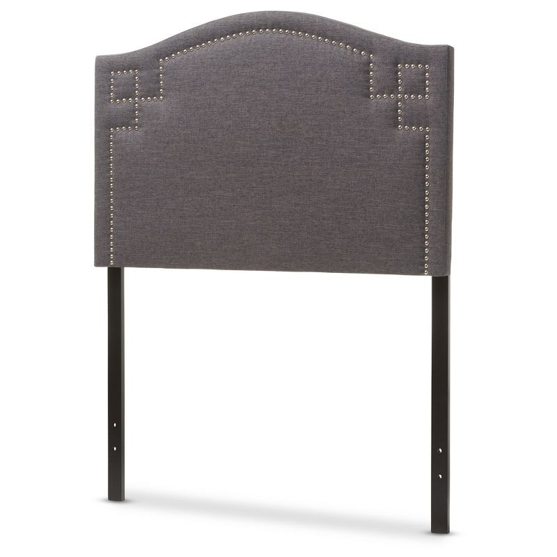 Twin Aubrey Modern And Contemporary Fabric Upholstered Headboard Dark Gray - Baxton Studio: Nailhead Detail, Rubberwood Frame