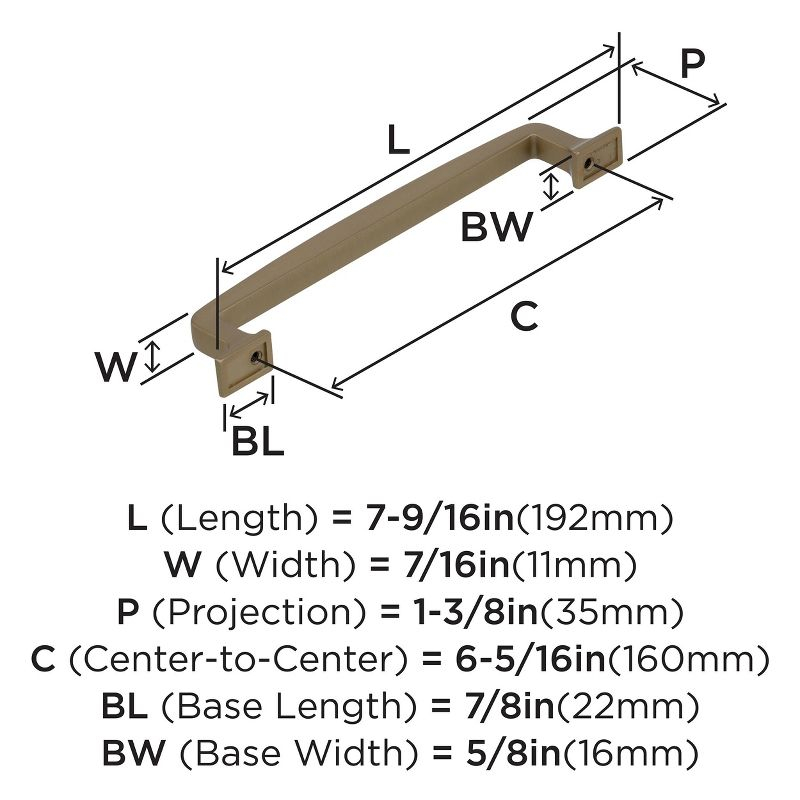 Amerock Westerly 6-5/16 inch (160mm) Center-to-Center Golden Champagne Cabinet Pull