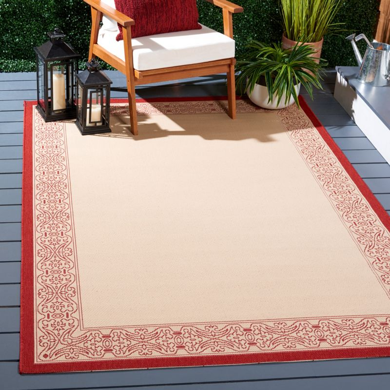 Courtyard CY2099 Power Loomed Indoor/Outdoor Area Rug - Natural/Red - 6'7"x6'7" - Safavieh.