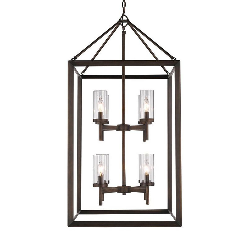 Golden Lighting Smyth 8-Light Pendant in Gunmetal Bronze with Clear Glass