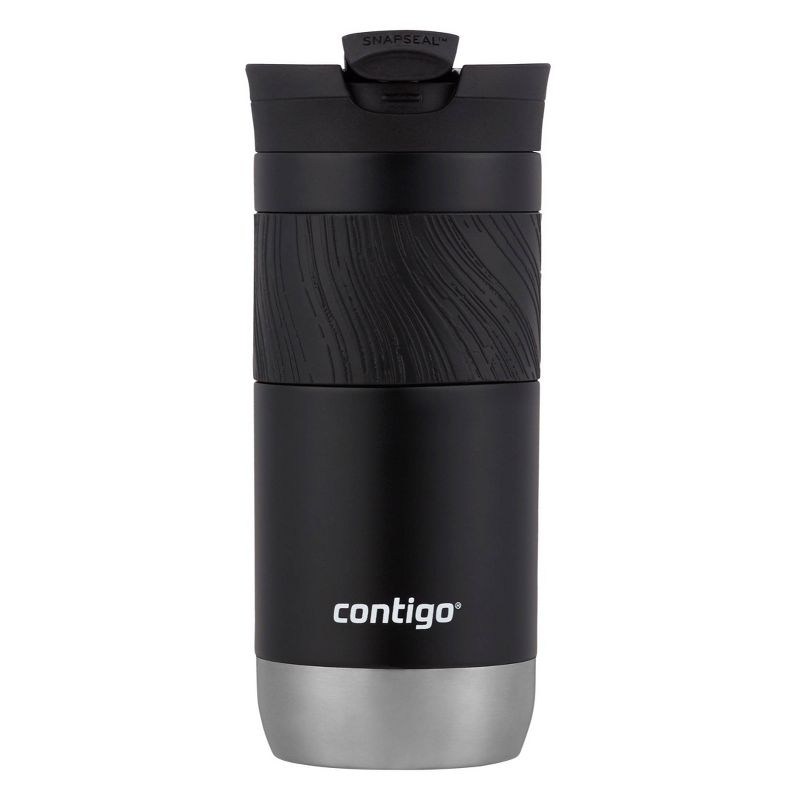 Contigo Byron 2.0 16oz Stainless Steel Travel Mug with SNAPSEAL Lid and Grip Licorice: Insulated Coffee Cup for Travel
