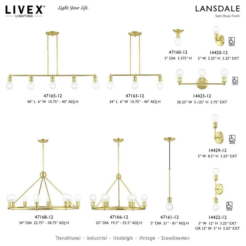 Livex Lighting Lansdale 5 - Light Chandelier in  Satin Brass