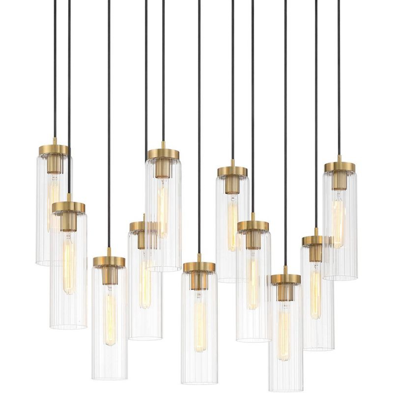 Possini Euro Design Marika 32" Modern Pendant Chandelier Ceiling Light Fixture Dining Room Over Table Kitchen Island Multi-Light Soft Gold Finish