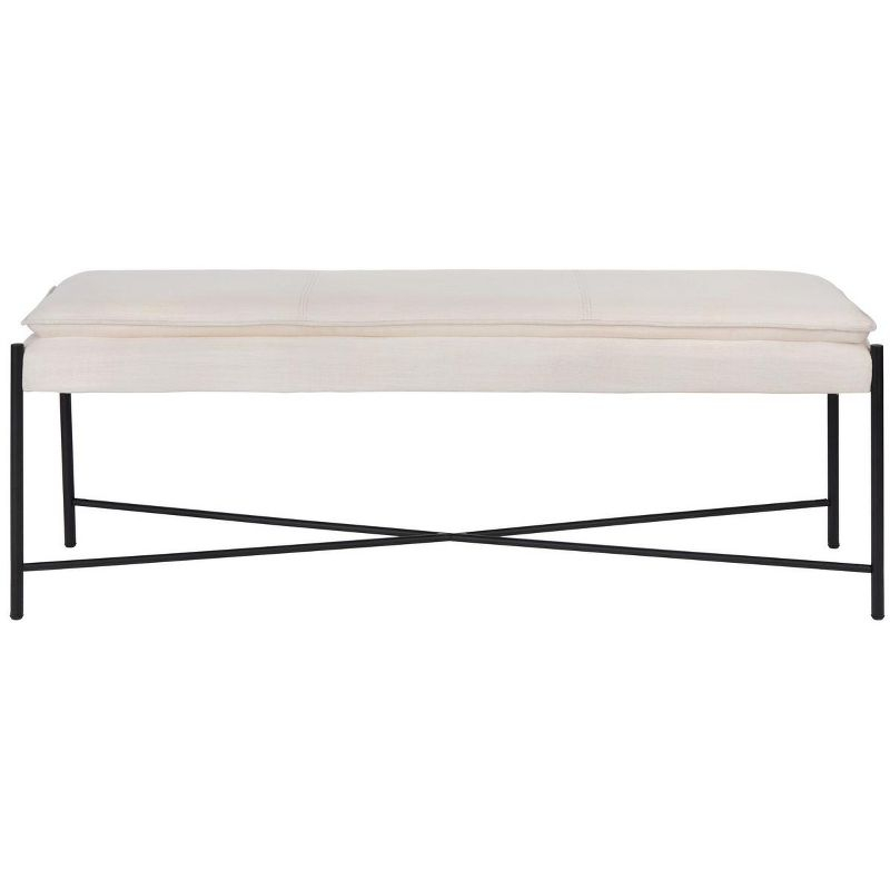 Kara Cushioned X Bench - Light Beige/Black - Safavieh
