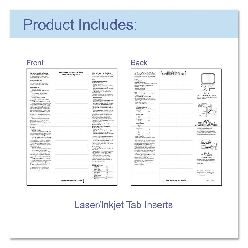 C-Line Sheet Protectors with Index Tabs Assorted Color Tabs 2" 11 x 8 1/2 8/ST 05580