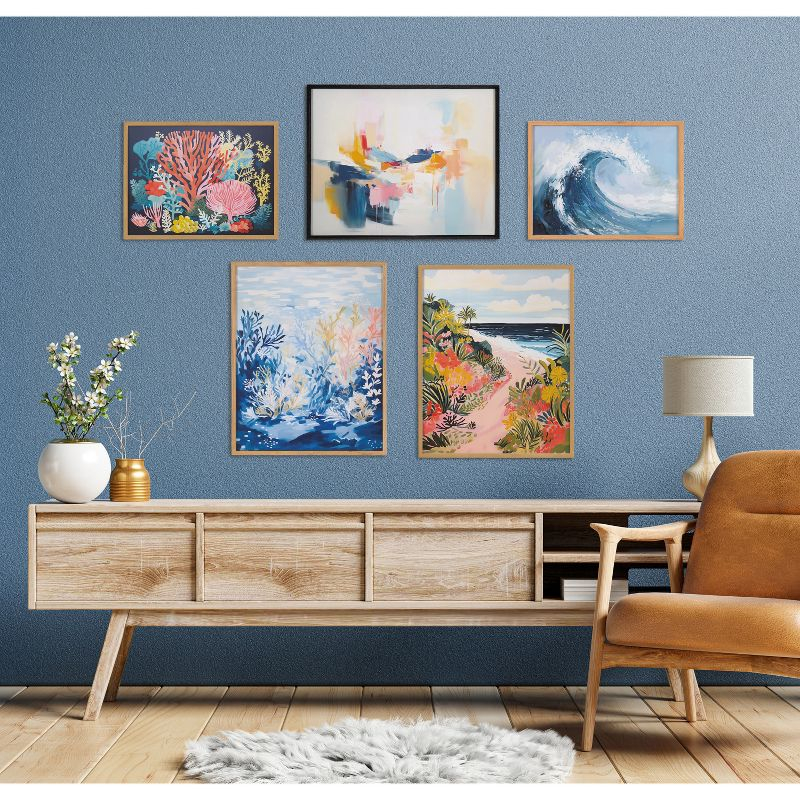 Kate & Laurel All Things Decor 20"x16" Gallery Bright Coral Underwater Ocean Print by The Creative Bunch Studio Black