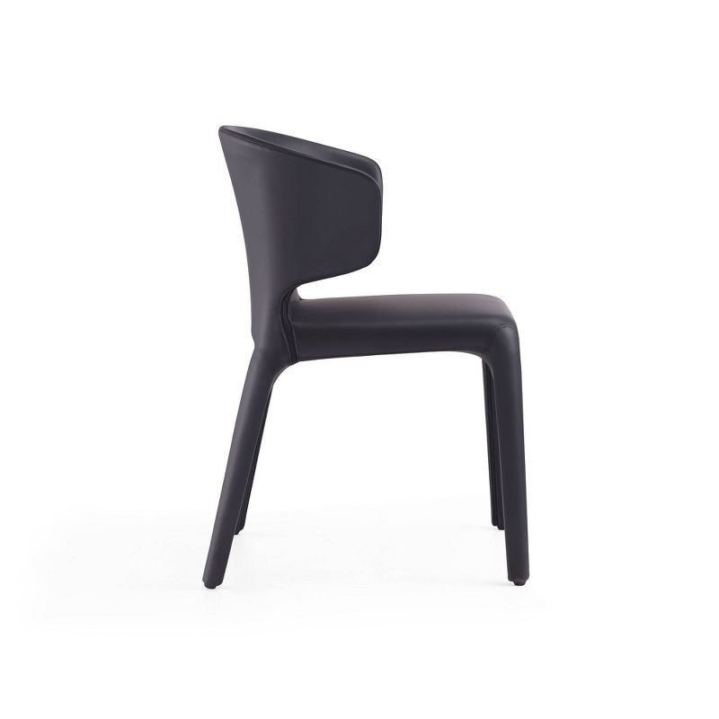 Set of 2 Conrad Faux Leather Dining Chairs Black - Manhattan Comfort: Mid-Century Modern, Metal Frame, Contoured Back