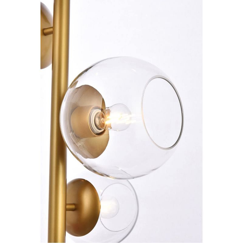 Elegant Lighting Wells 18 inch pendant in brass with clear shade