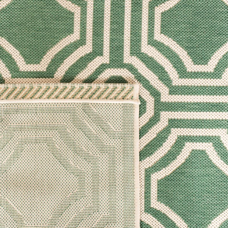 Courtyard CY6112 Power Loomed Indoor and Outdoor Area Rug - Dark Green/Beige - 9'x12' - Safavieh