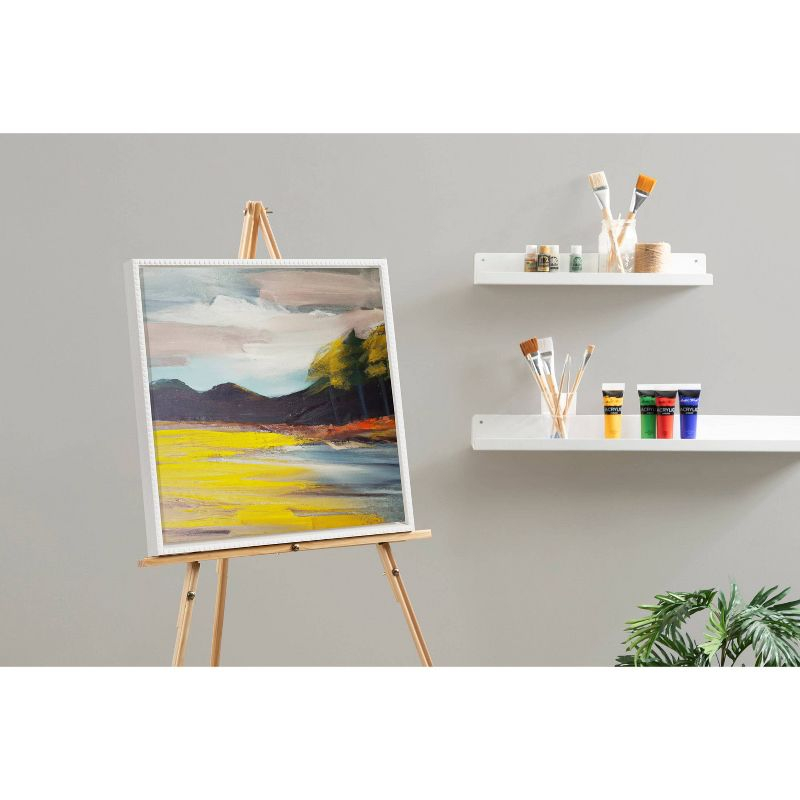 Kate & Laurel All Things Decor 22"x22" Sylvie Beaded Blank Vintage Framed Canvas Wall Art White: Modern Transitional Style