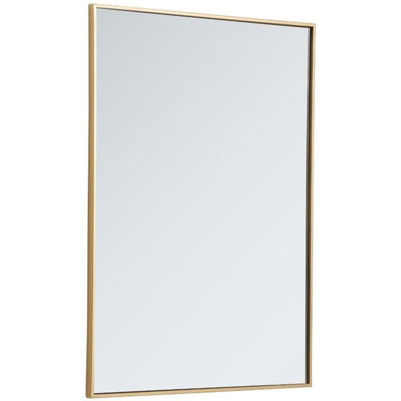 Elegant Lighting Metal frame rectangle mirror 30 inch in Brass
