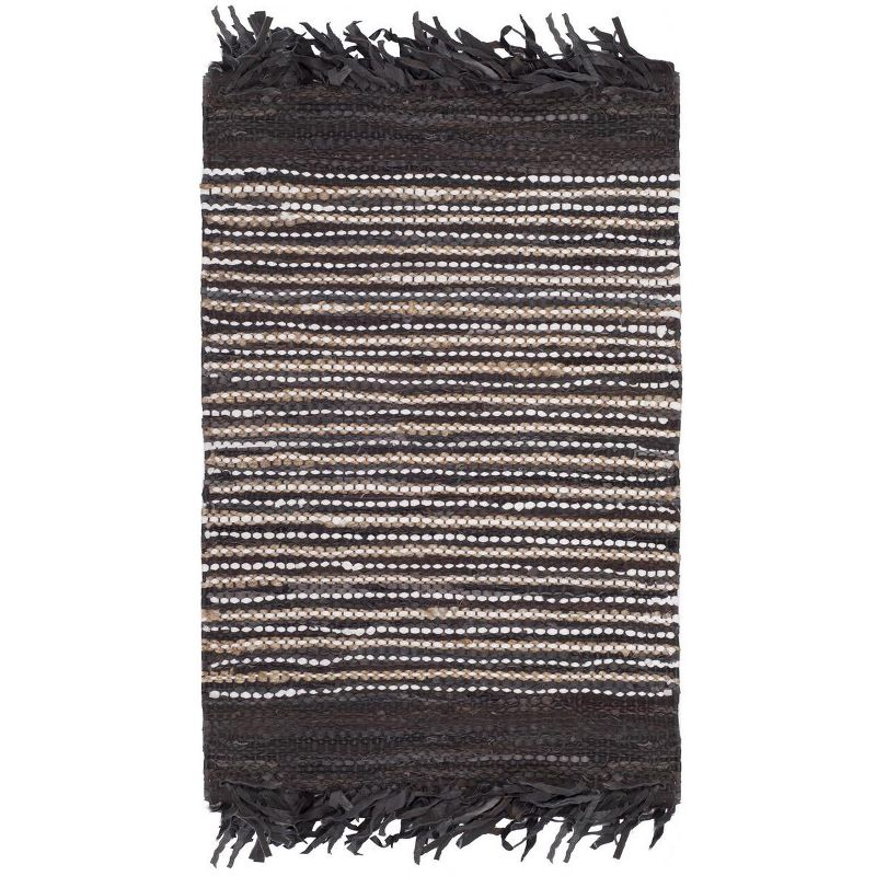 Vintage Leather VTL373 Hand Woven Indoor Accent Rug - Dark Brown/Multi - 2'x3' - Safavieh.