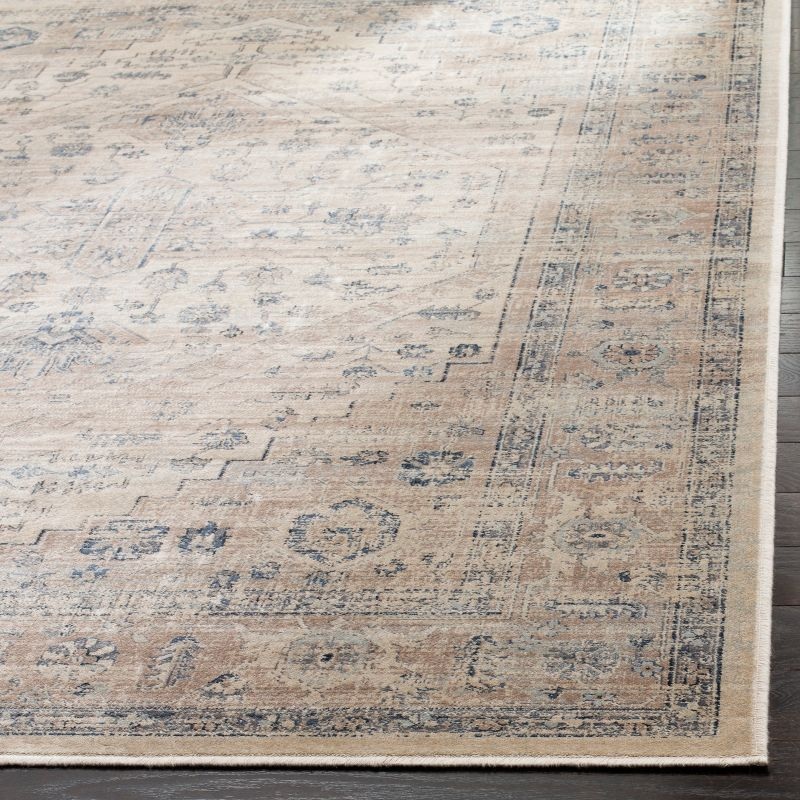 Vintage VTG123 Power Loomed Area Rug - Stone/Blue - 4'x5'7" - Safavieh.