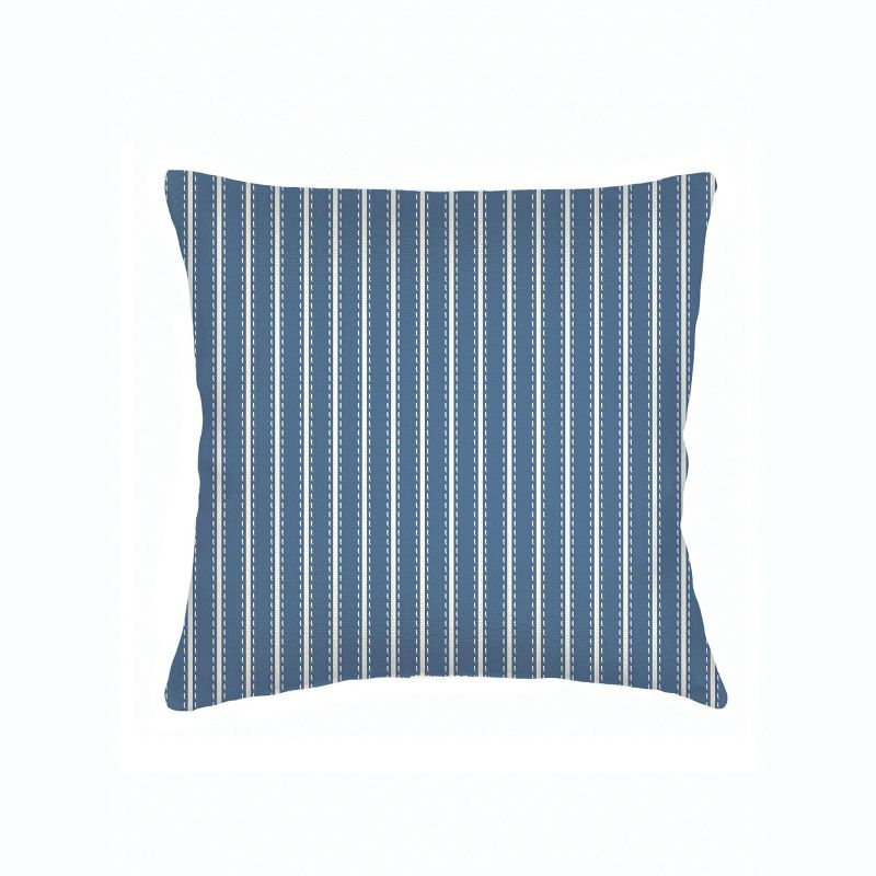 Navy Blue French Stripe Linen Pillow 20x20 20x20 / Down Alternative