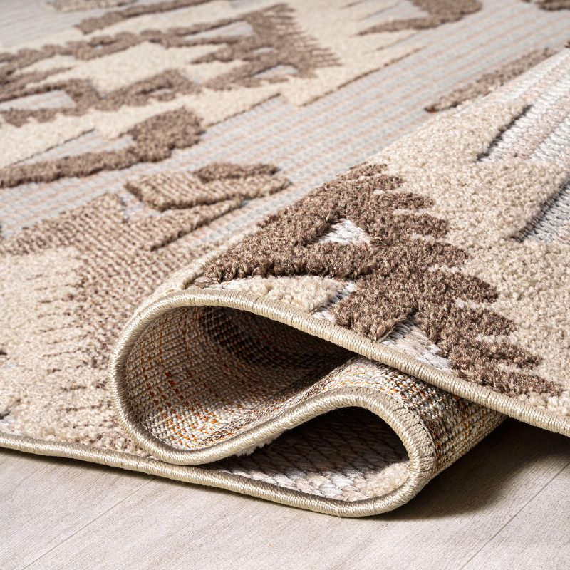4'x6' Sumak High-Low Pile Neutral Diamond Kilim, Brown/Ivory - JONATHAN Y