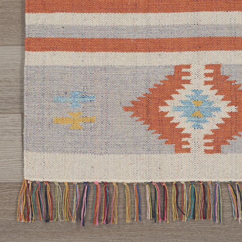 Nourison Baja BAJ03 Ivory/Gray/Red Indoor Area Rug - 5' x 7'