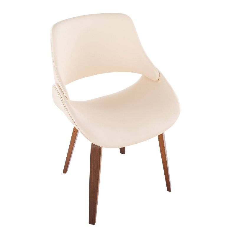 LumiSource Set of 2 Fabrico Dining Chairs Walnut/Cream : Mid-Century Modern, Upholstered, Wood Frame