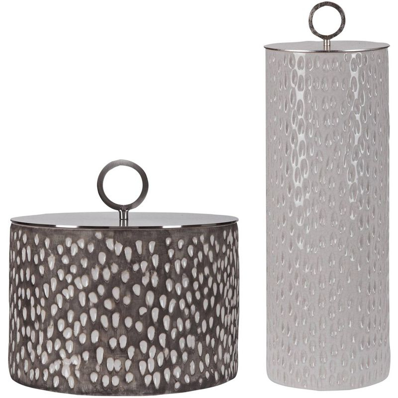 Uttermost Cyprien Off-White and Smoke Gray Ceramic Containers Set of 2