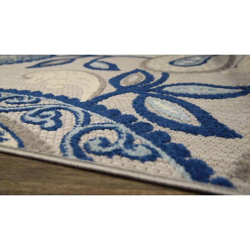 2'x10' Julien Paisley High-Low Indoor/Outdoor Area Rug, Orange/Blue - JONATHAN Y