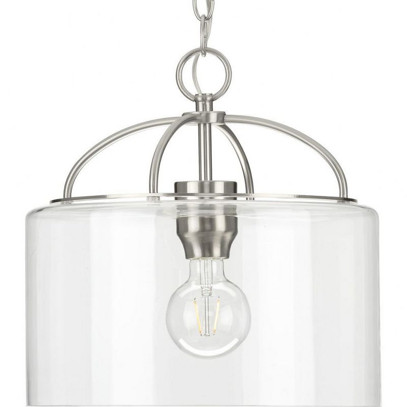 Progress Lighting Leyden 1-Light Brushed Nickel Farmhouse Pendant with Clear Glass Shade