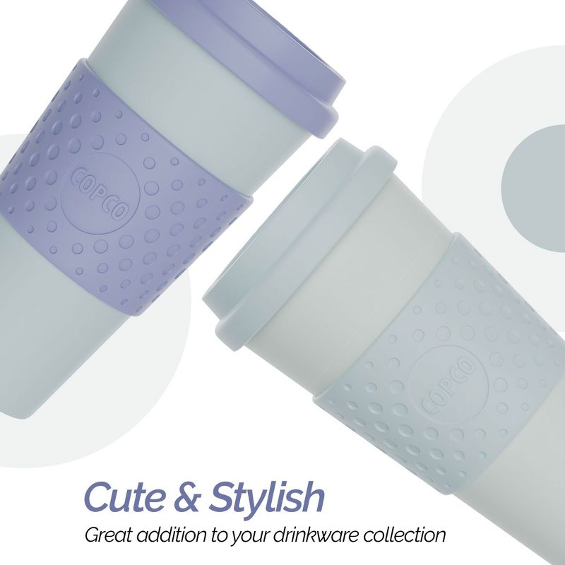 Copco Acadia To Go Mug Set of 2, 16 Ounce Reusable Coffee Cups with Lids, Durable & BPA-Free, Travel Mugs Double-Wall Insulation, Purple & Teal