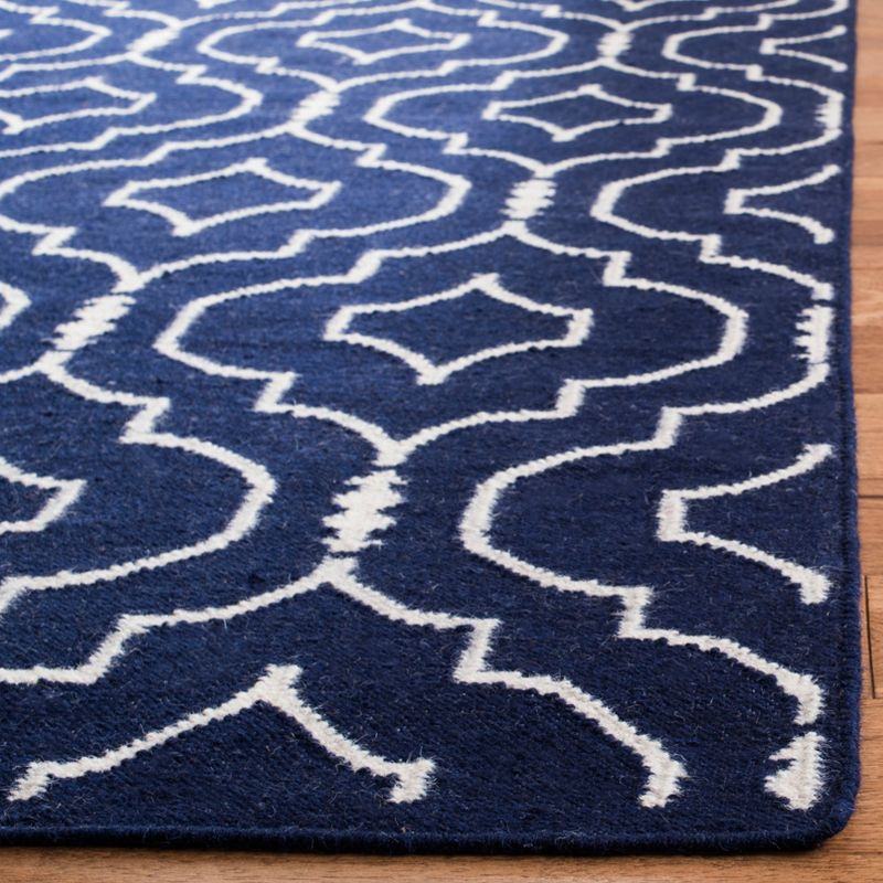 Dhurries DHU637 Hand Woven Area Rug - Navy/Ivory - 3'x5' - Safavieh.