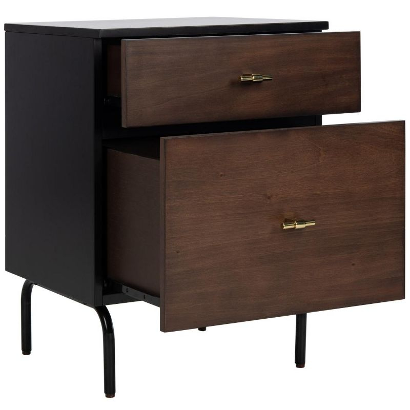 Genevieve 2 Drawer Nightstand - NST5002 - Walnut/Black - Safavieh