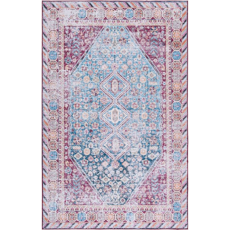 Tucson TSN164 Power Loomed Machine Washable Area Rug - Blue/Red - 6'x9' - Safavieh.