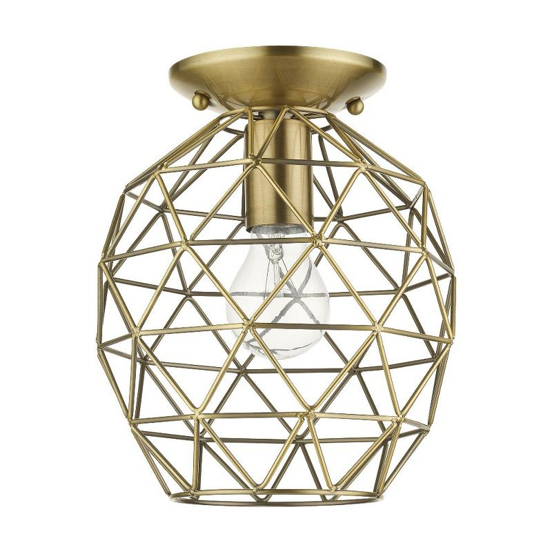 Livex Lighting Geometrix 1 - Light Flush Mount in  Antique Brass