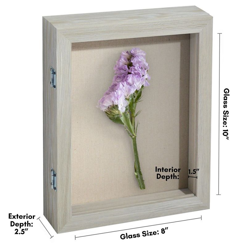 Americanflat 8x10 Front Loading Shadow Box Frame and Display Case for Keepsakes - Grey Wood