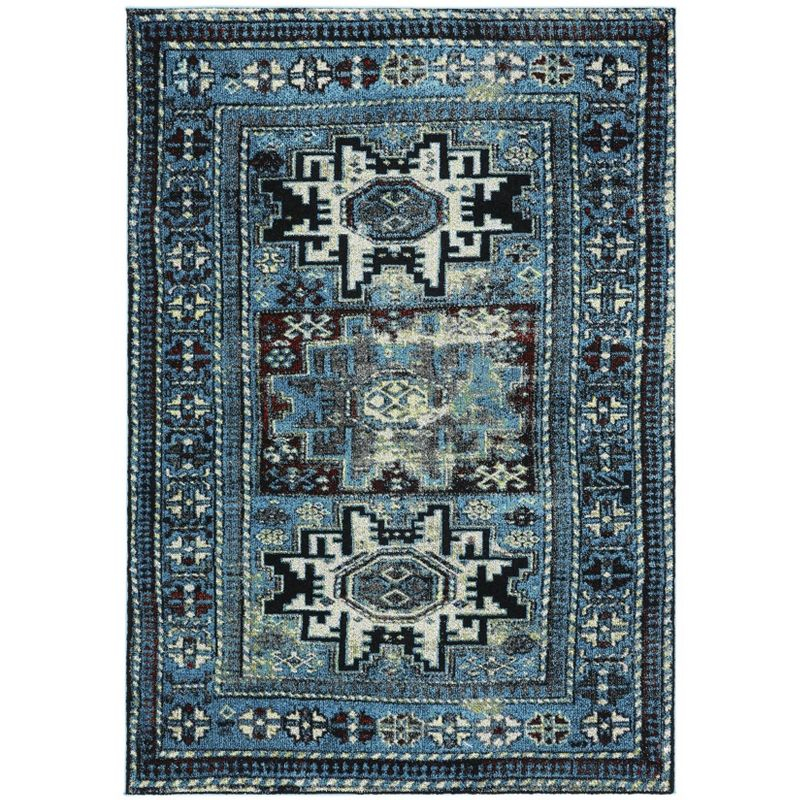 Vintage Hamadan VTH213 Power Loomed Indoor Area Rug - Light Blue/Black - 6'7"x9' - Safavieh