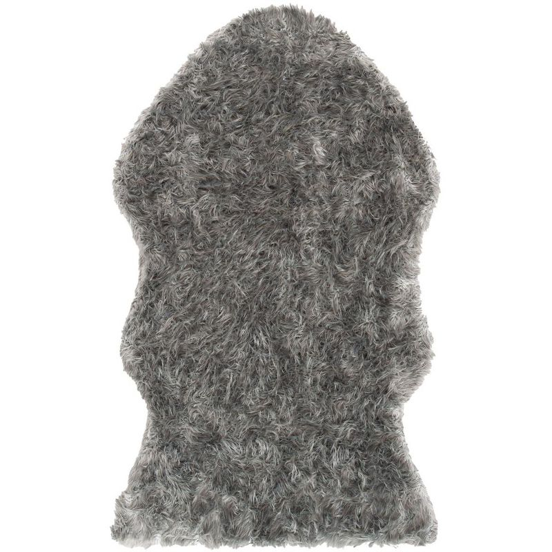 Faux Sheep Skin FSS118 Power Loomed Area Rug - Dark Grey - 3'x5' - Safavieh.