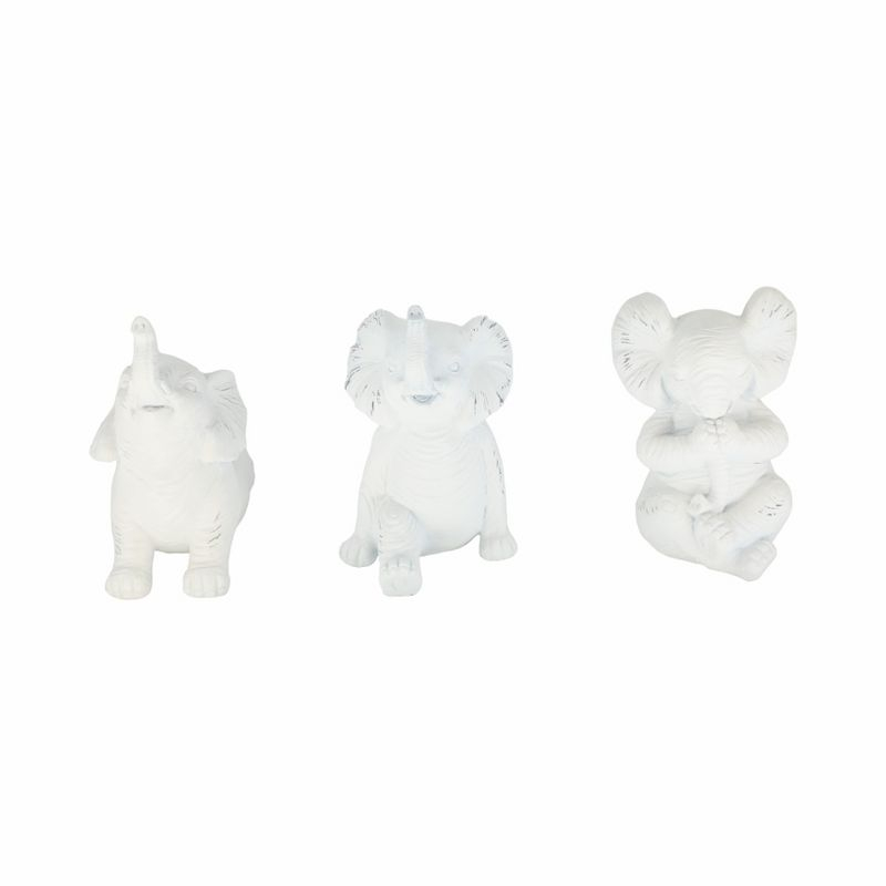 Sagebrook Home Set of 3 Yoga Elephant Figurines - Classic White Polyresin Sculpture of Yoga Posed Eleplants - Home, Office, Yoga Studio Decor -