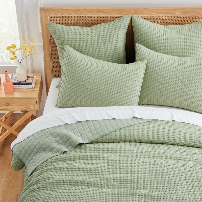 Mills Waffle Desert Sage Twin Quilt Set - Levtex Home