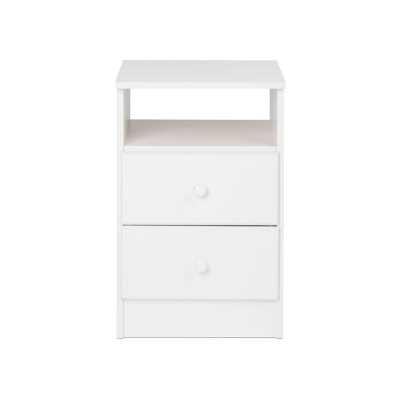 Prepac Astrid 2 Drawer Nightstand White: Modern Style, MDF, Includes Anti-Tip Hardware, for All Ages